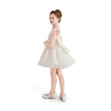 White Maravelle Satin Flutter-Sleeve Dress