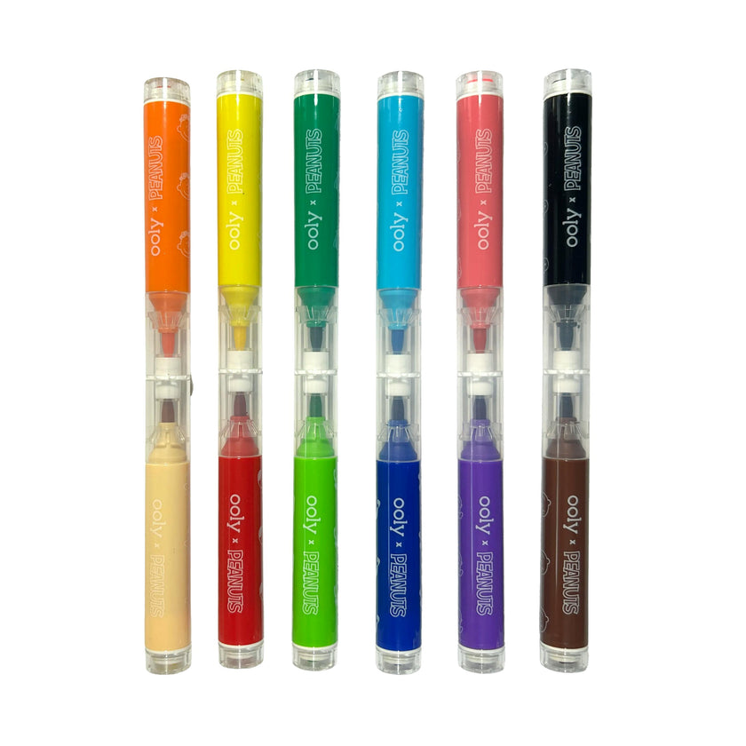 OOLY x Peanuts Double-Ended Brush & Stamp Markers - Set of 12