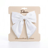 White Pearl-Trimmed Satin Hair Clip