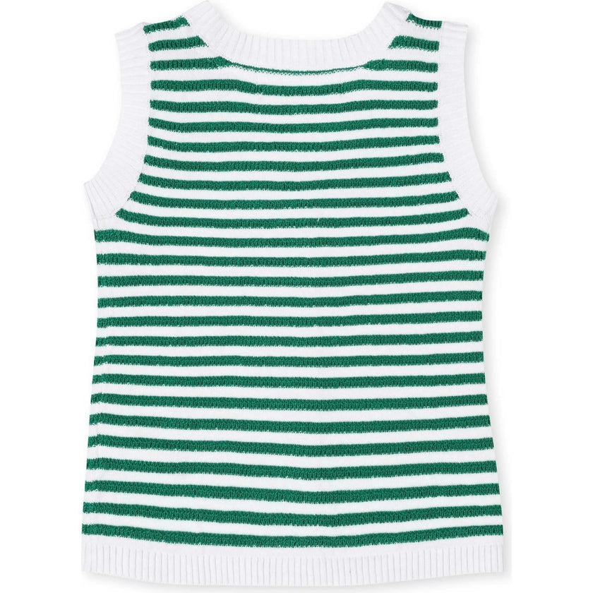 Organic Button Front Sweater Tank with Bows, Green