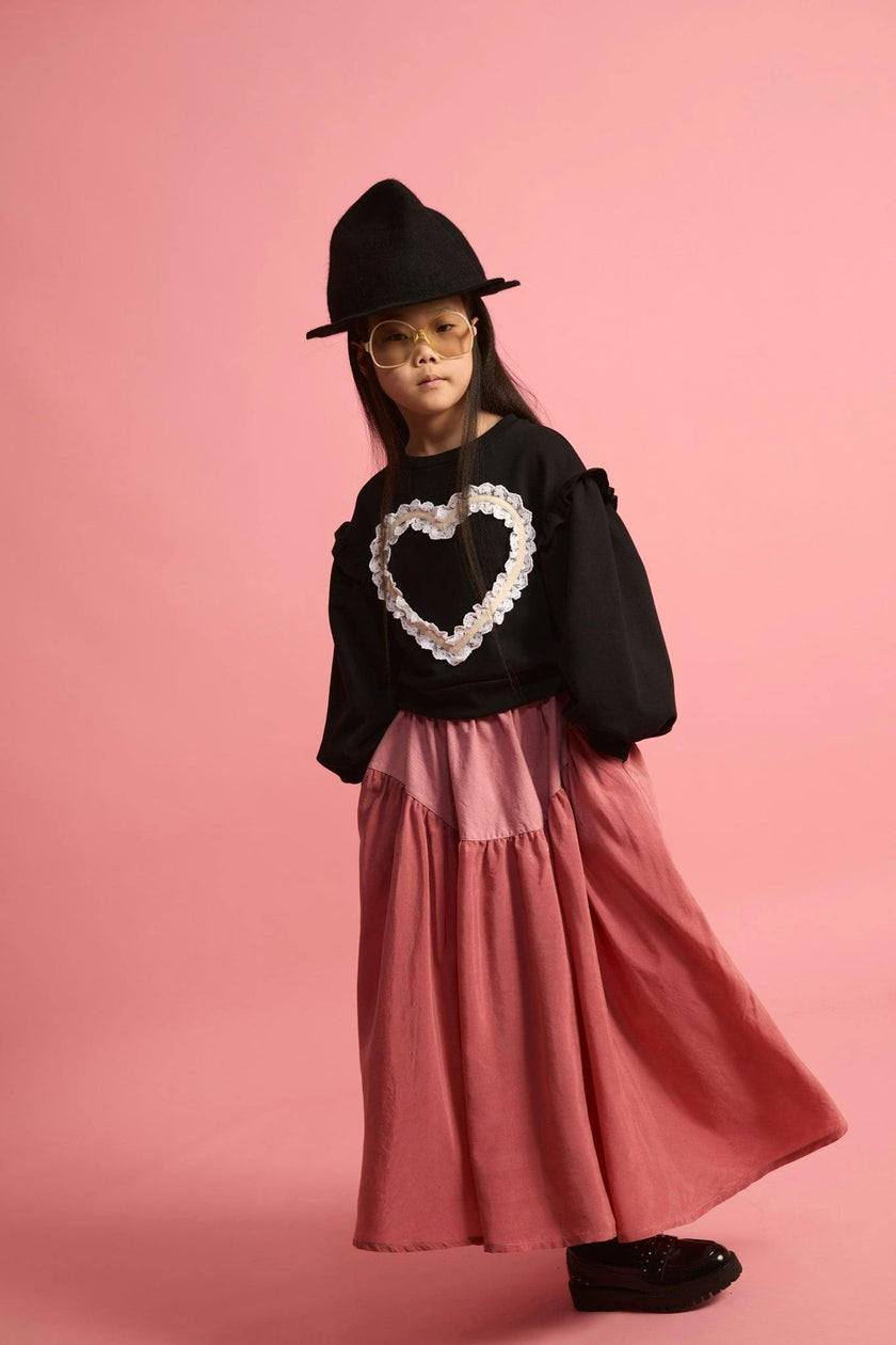Lace Heart Sweatshirt Black