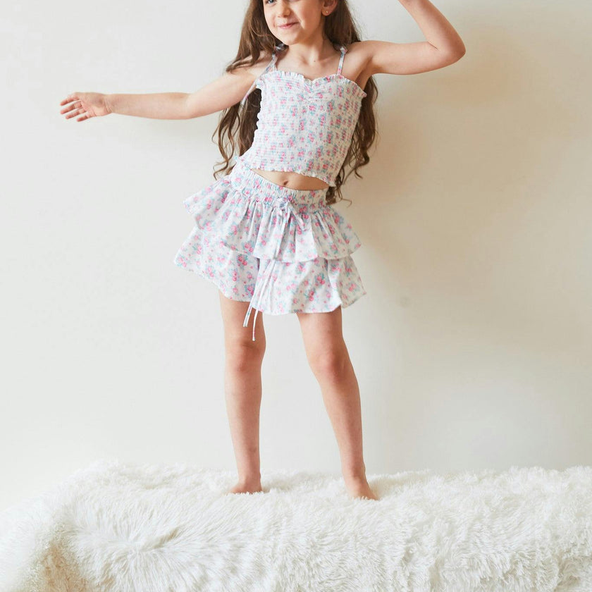 Willow Romantic Rose White With Pink Satin Skort