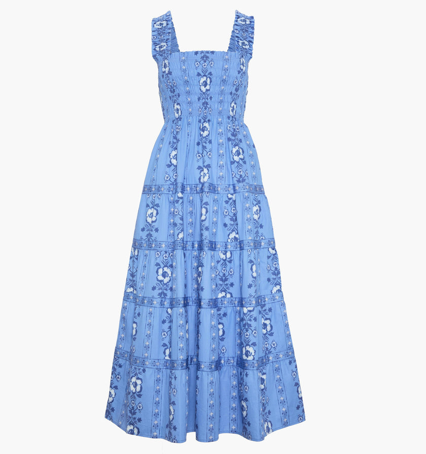 The Kimmy Maxi Nap Dress - Blue Arcadia Border