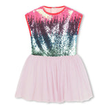 Pink Sleeveless Sequin Jersey Dress
