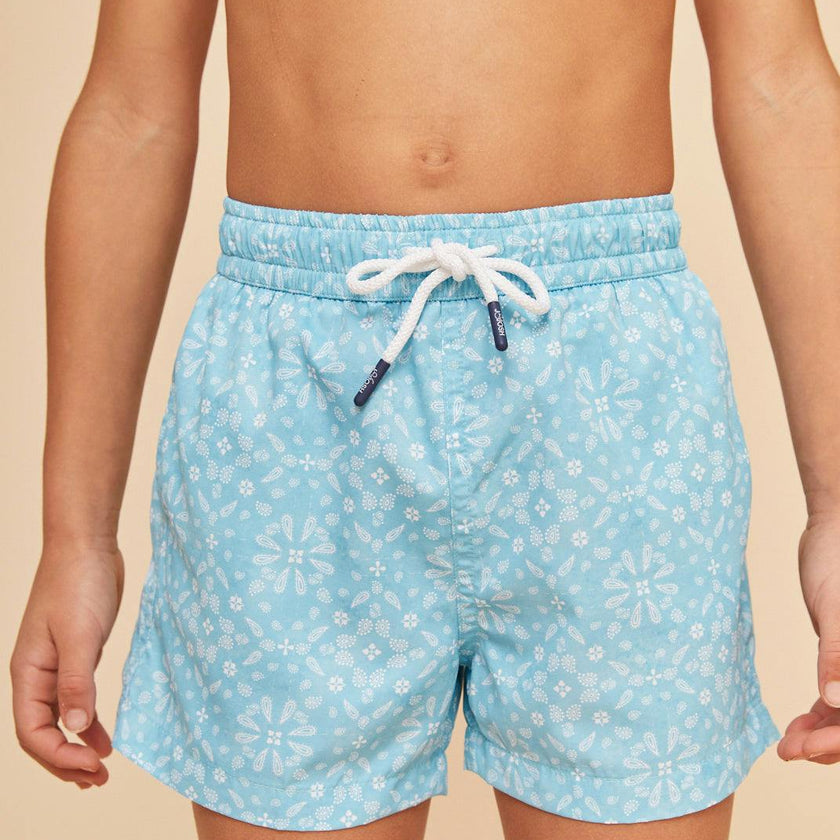 Sky Blue Bandana Boys' Swim Shorts
