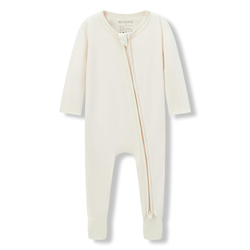 Salt Luxe Solid Zipper Footed Romper