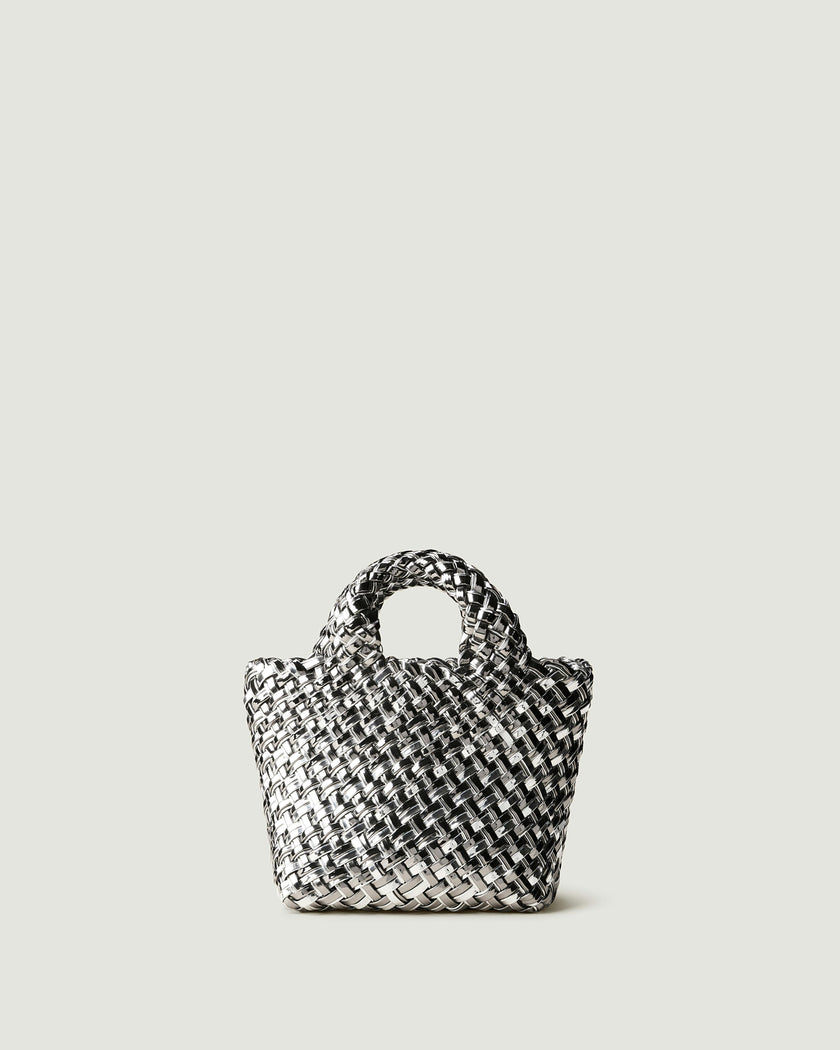 St. Barths Petit Tote Double Weave Metallic | Pewter