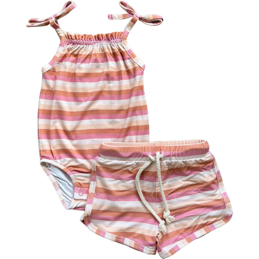 Tie Tank Bodysuit & Shorts Set Take Me To The Beach