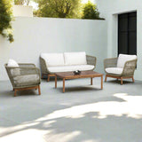 Teamson Home Outdoor Patio Sofa Set with Solid Acacia Base