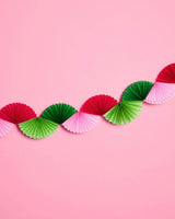 Pink Christmas Garland - festive paper fan banner