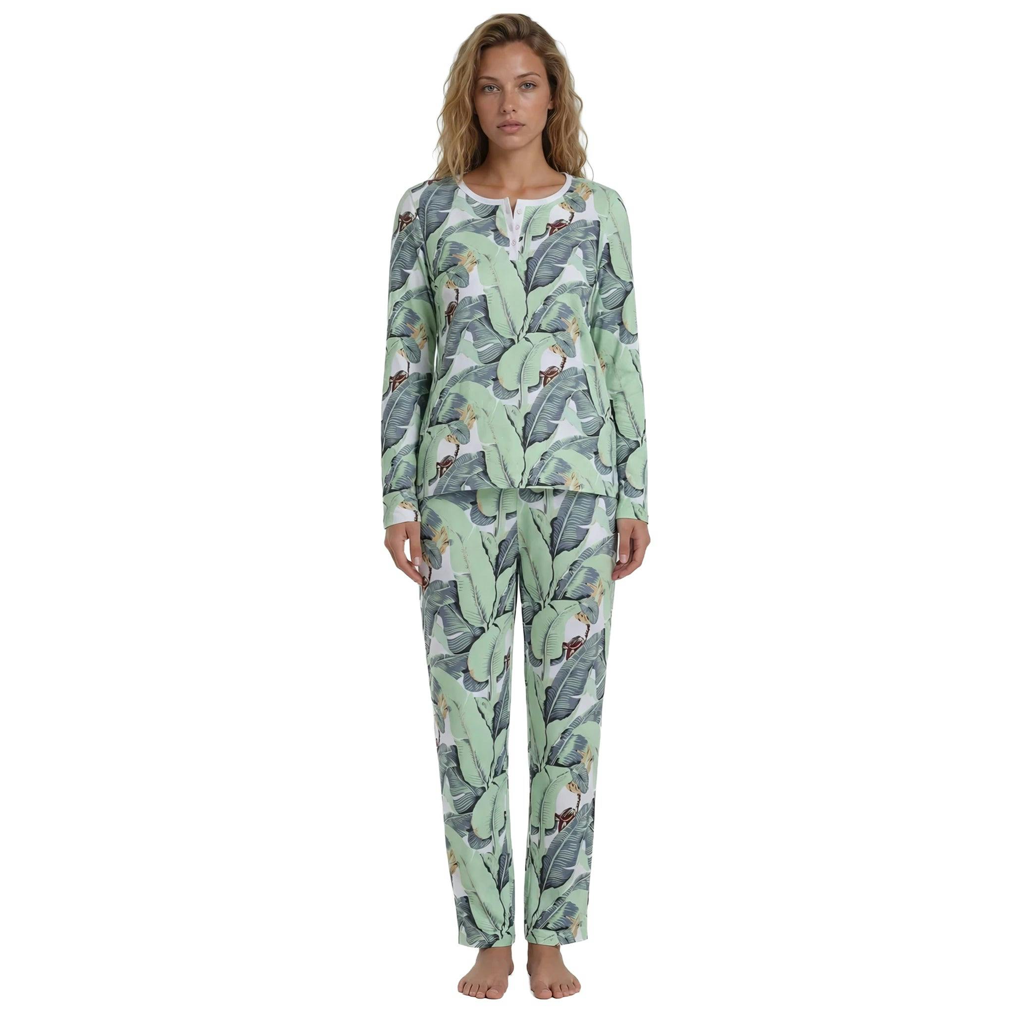 Women's Martinique® Green Jersey Long PJ Set - Organic Stretch Cotton