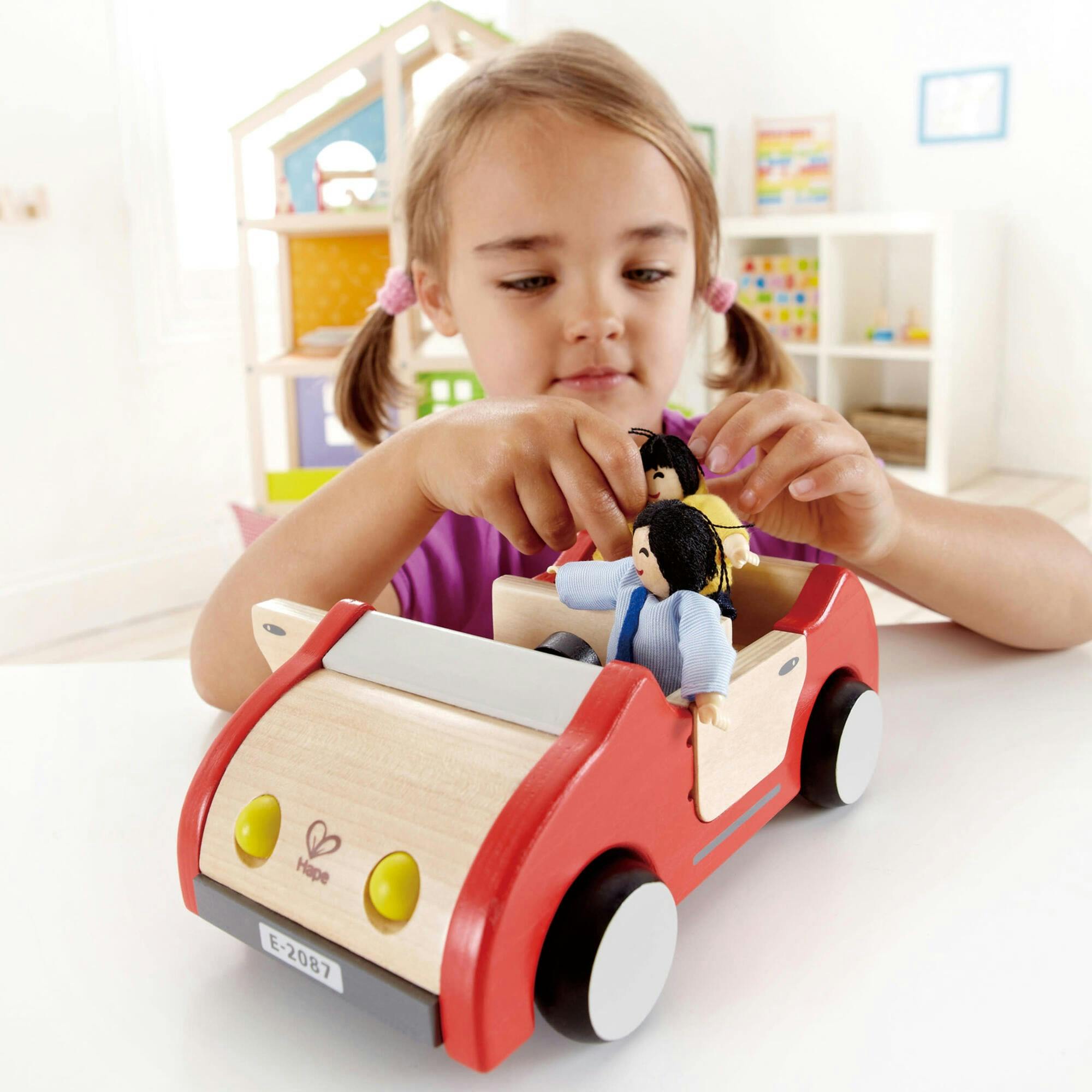 Wooden Dollhouse Family Car in Red