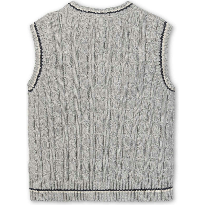 Organic V-Neck Cable Sweater Vest, Grey