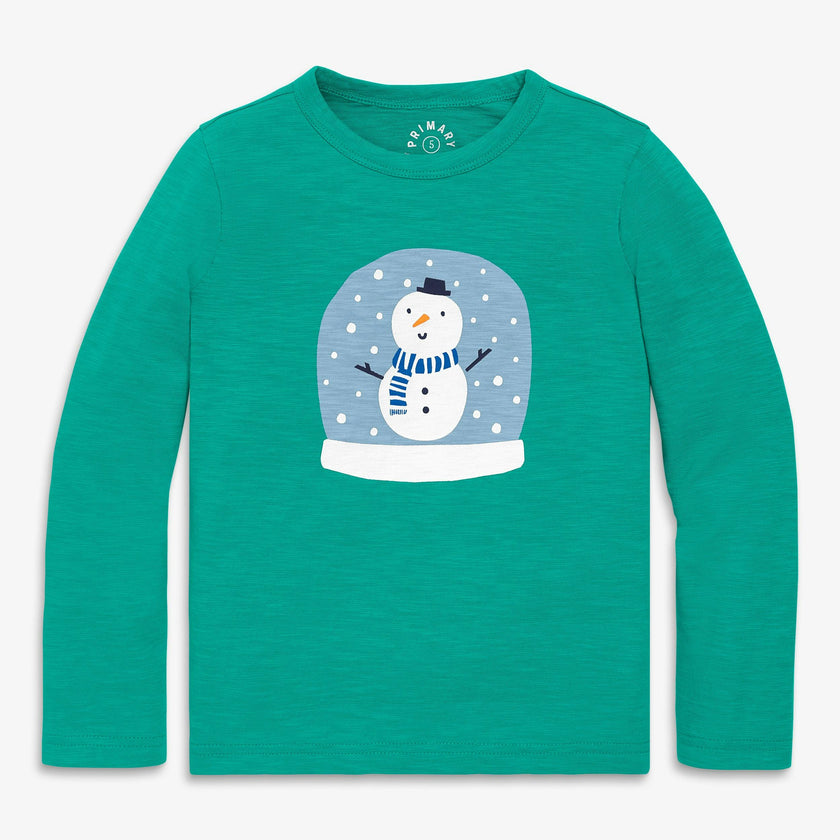 Kids long sleeve snow globe tee