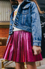 Foil Metallic Pleated Skirt