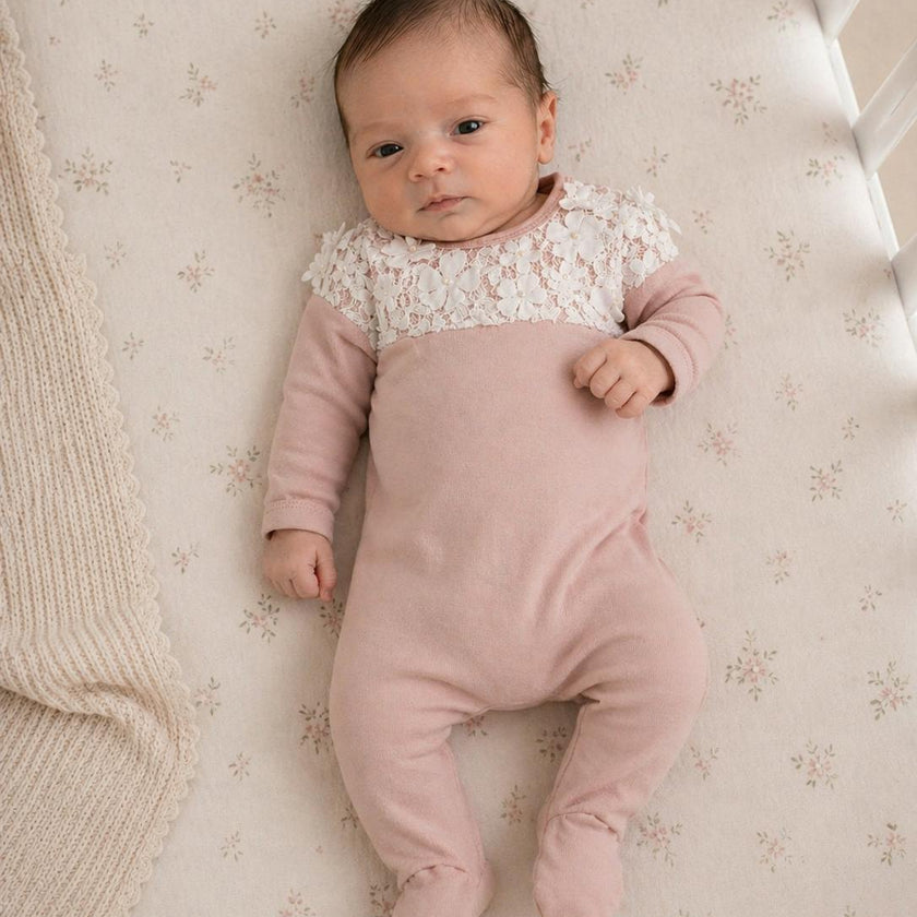 Lace Yoke Footie