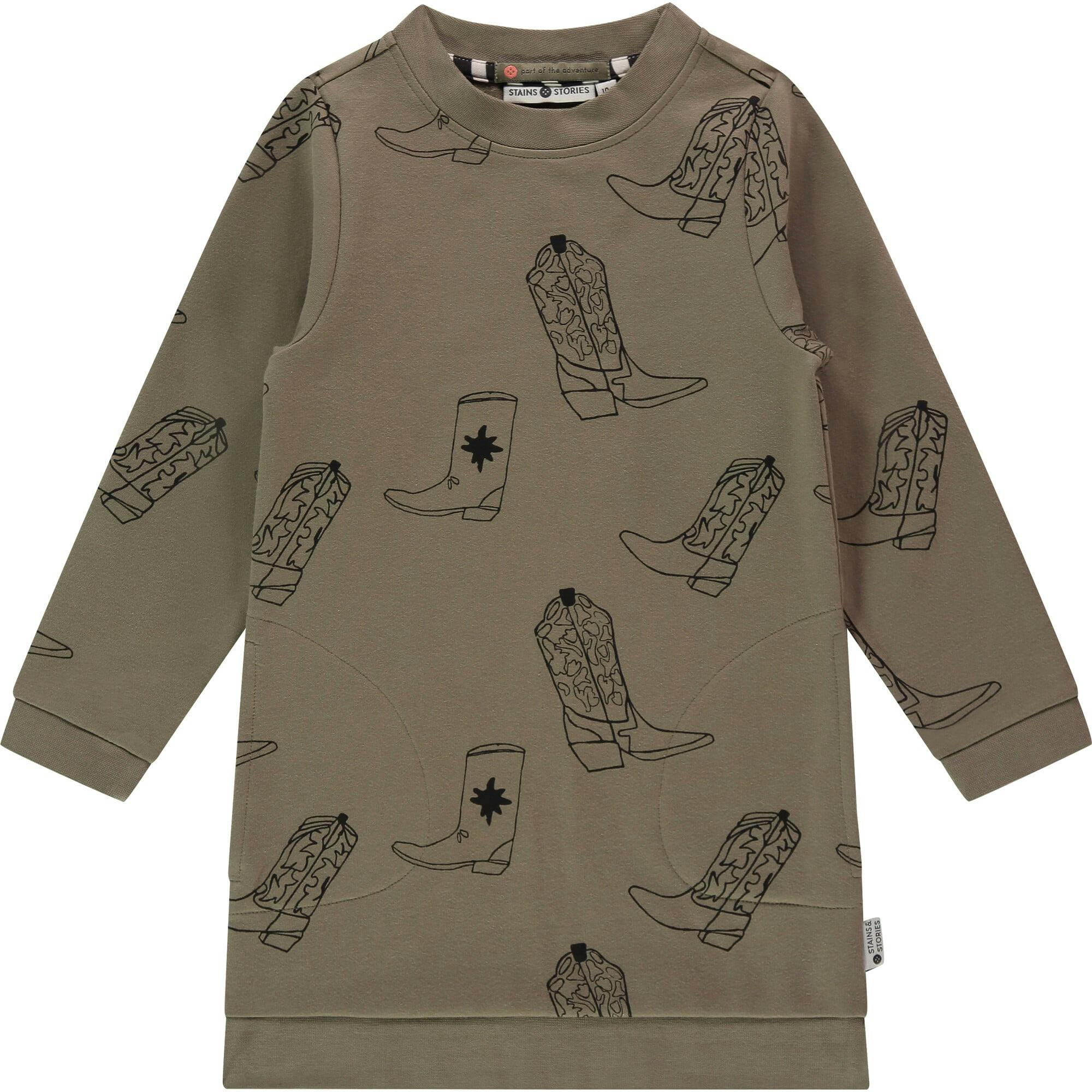 All Over Cowgirl Boots Printed Long Sleeve Pull-Over Sweater Dress