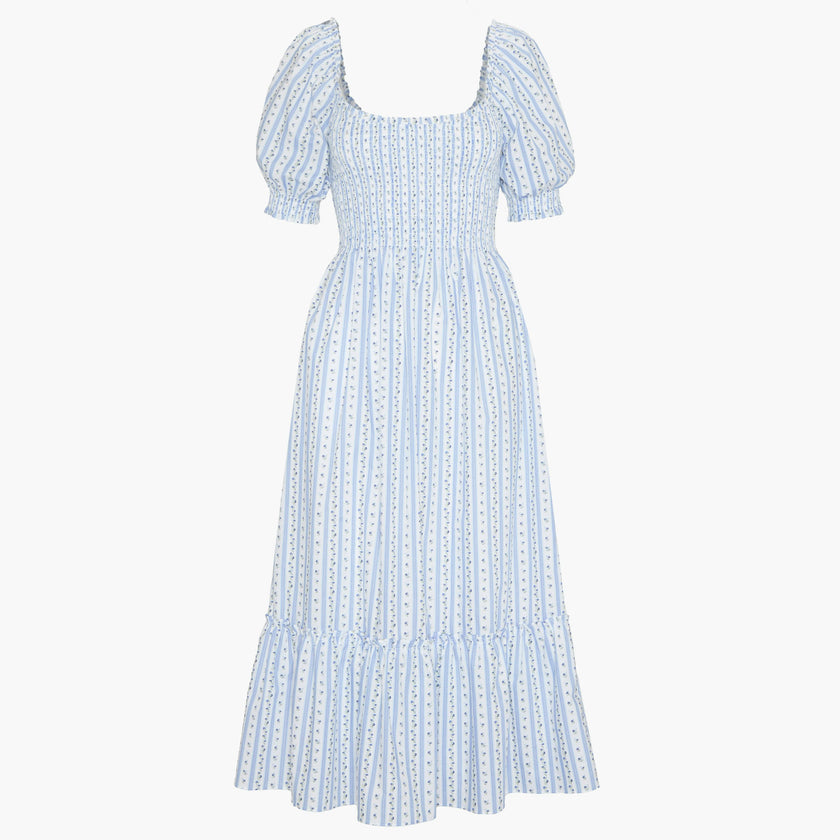 The Louisa Nap Dress - Blue Petal Stripe