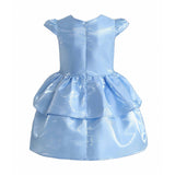 Blue Juliora Puff Sleeve Satin Dress