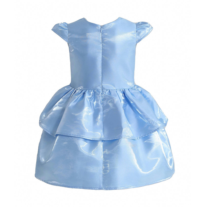 Blue Juliora Puff Sleeve Satin Dress