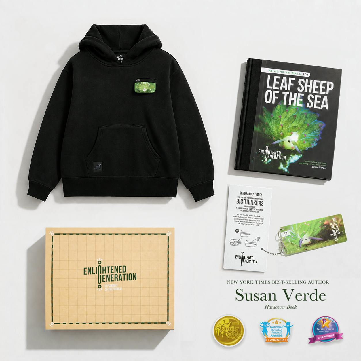 Leaf Sheep Gift Box with Surprise Pocket Kids Hoodie, Book, and Activities