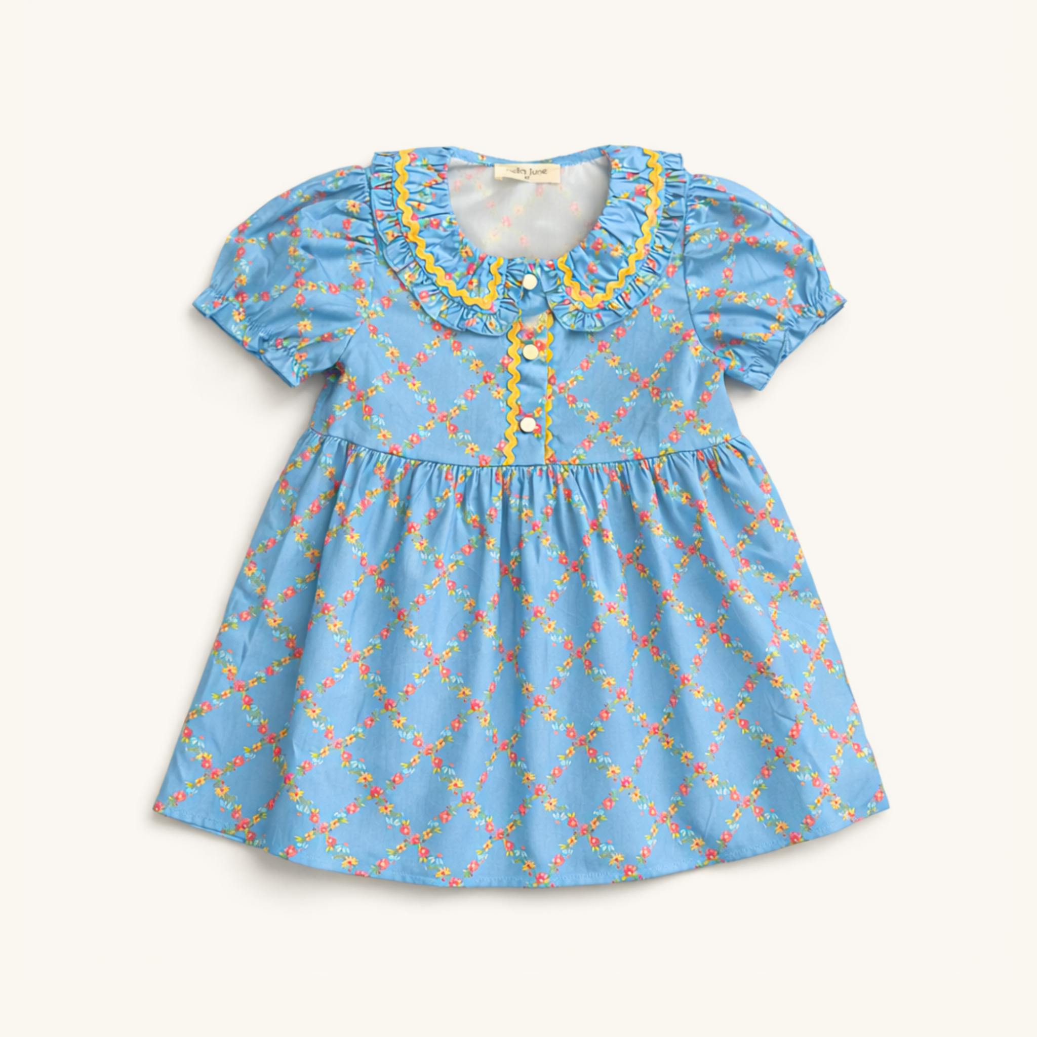 Rick Rack Dress in Watercolor Floral