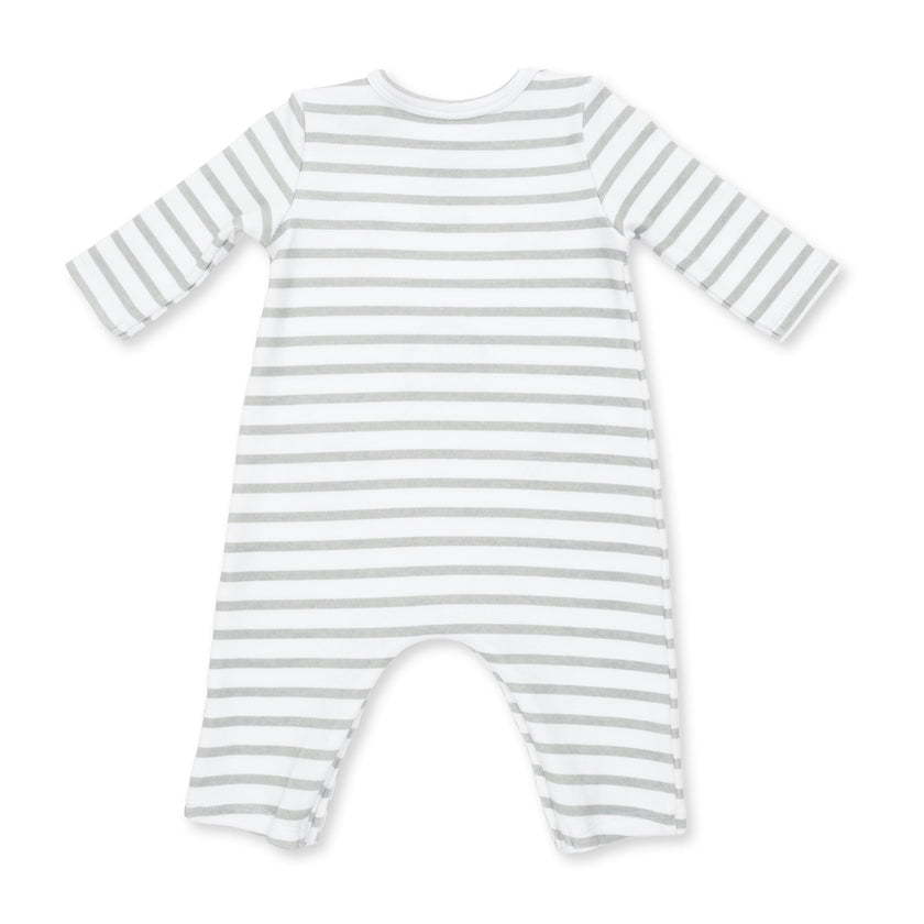 Cows Blue - Long Sleeve Snap Shoulder Romper