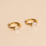 Titanium Baguette Crystal Rounded Huggie Hoop Earrings - FeatherTUFF™