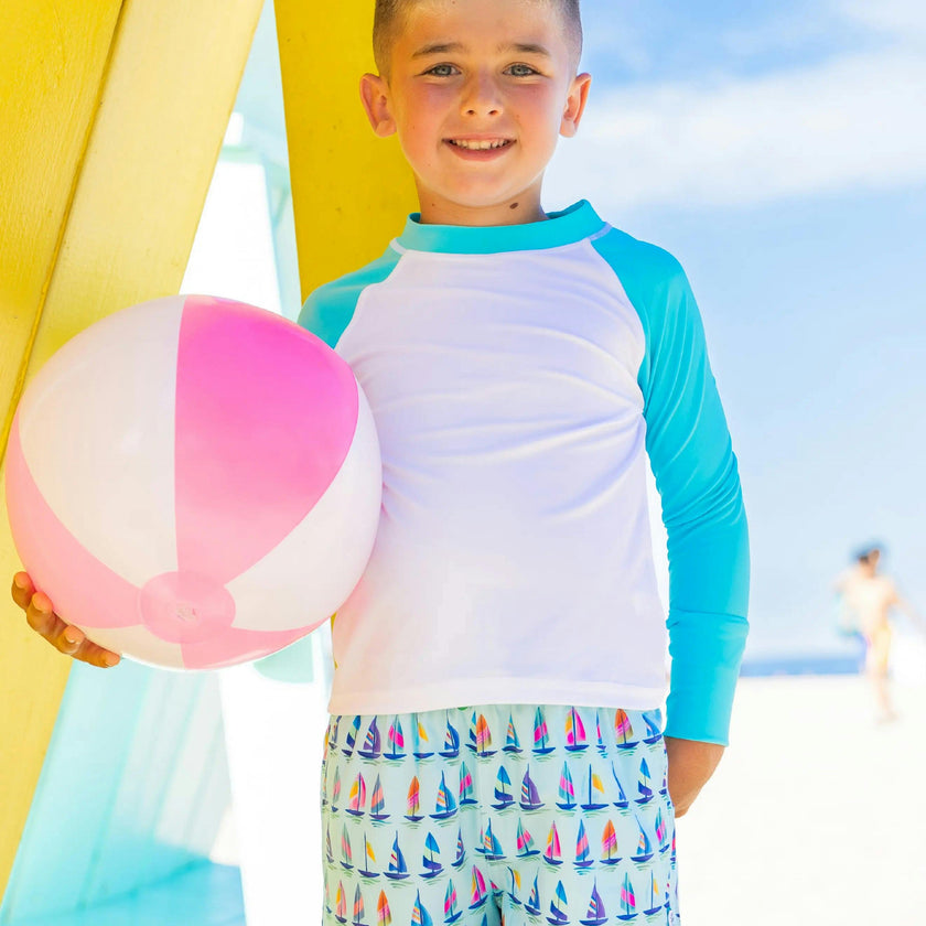 Dylan Boys Sailboat Print Board Shorts
