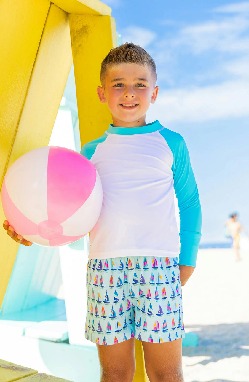 Hudson Boys Turquoise and White Rashguard