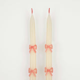 Pink Bow Taper Candles