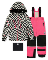 Two Piece Teknik Snowsuit Bright Pink And Checkered