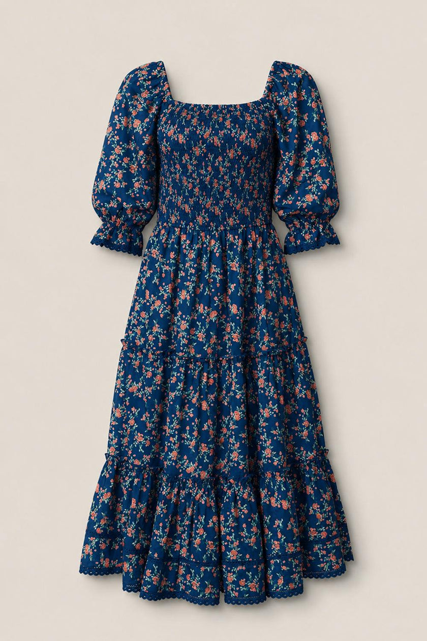 Madeline Dress in Midnight Vibrant Chintz