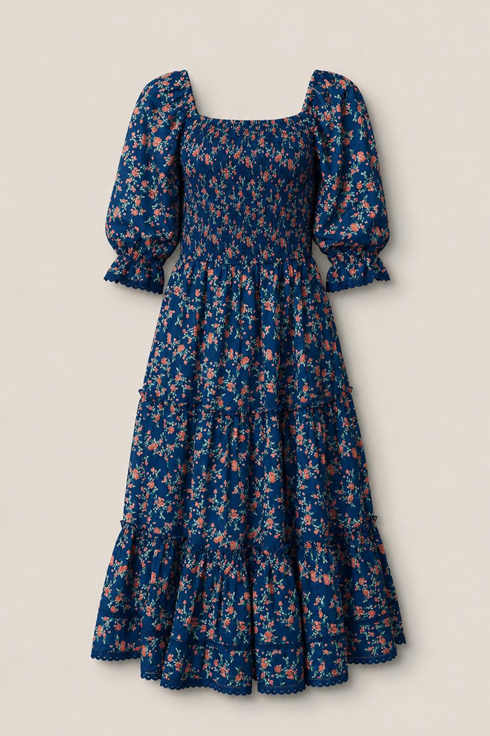 Madeline Dress in Midnight Vibrant Chintz