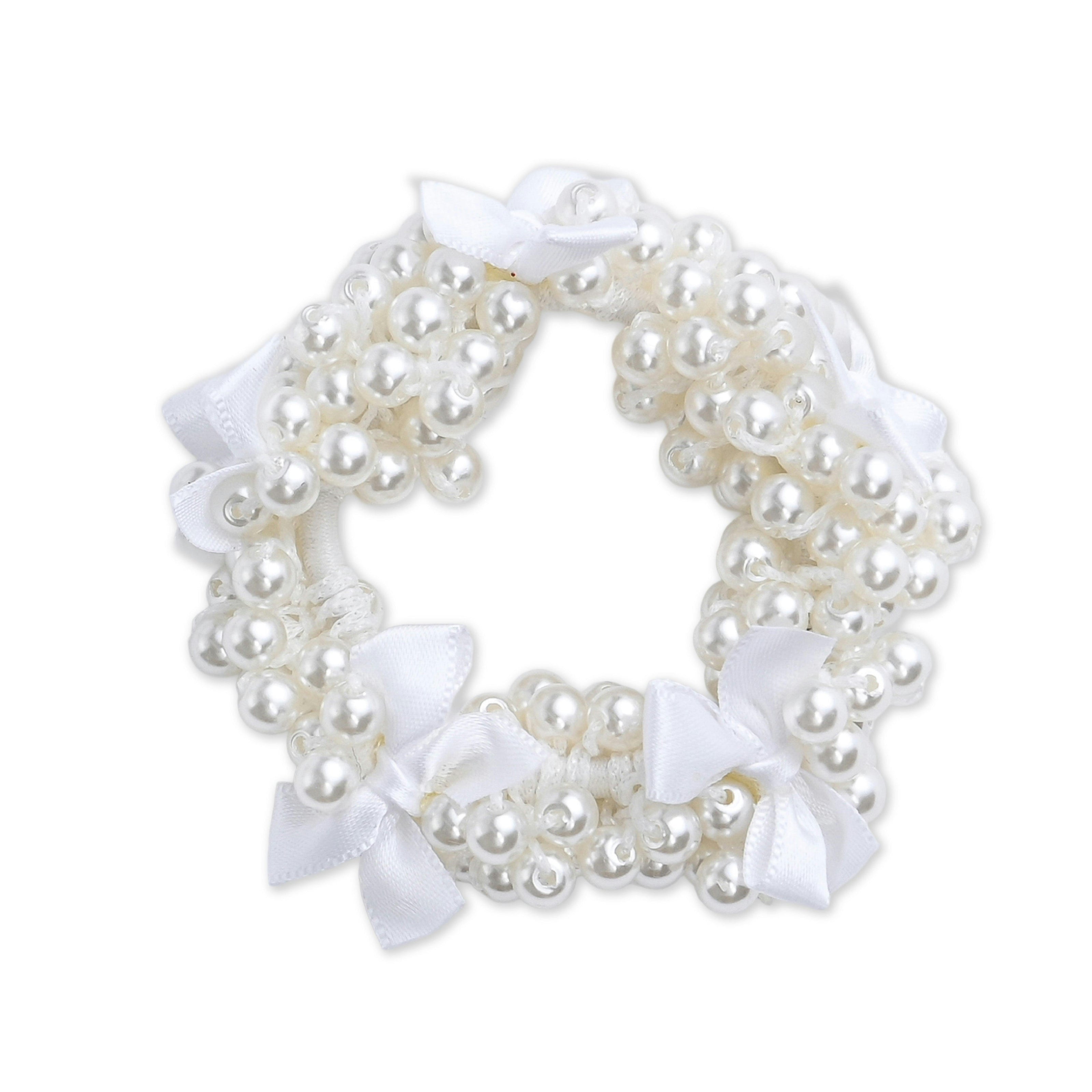 Beaded Bow Scrunchie Set