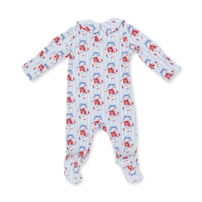 Beverly Cameo Stripe - Smocked Peter Pan Snap Footie