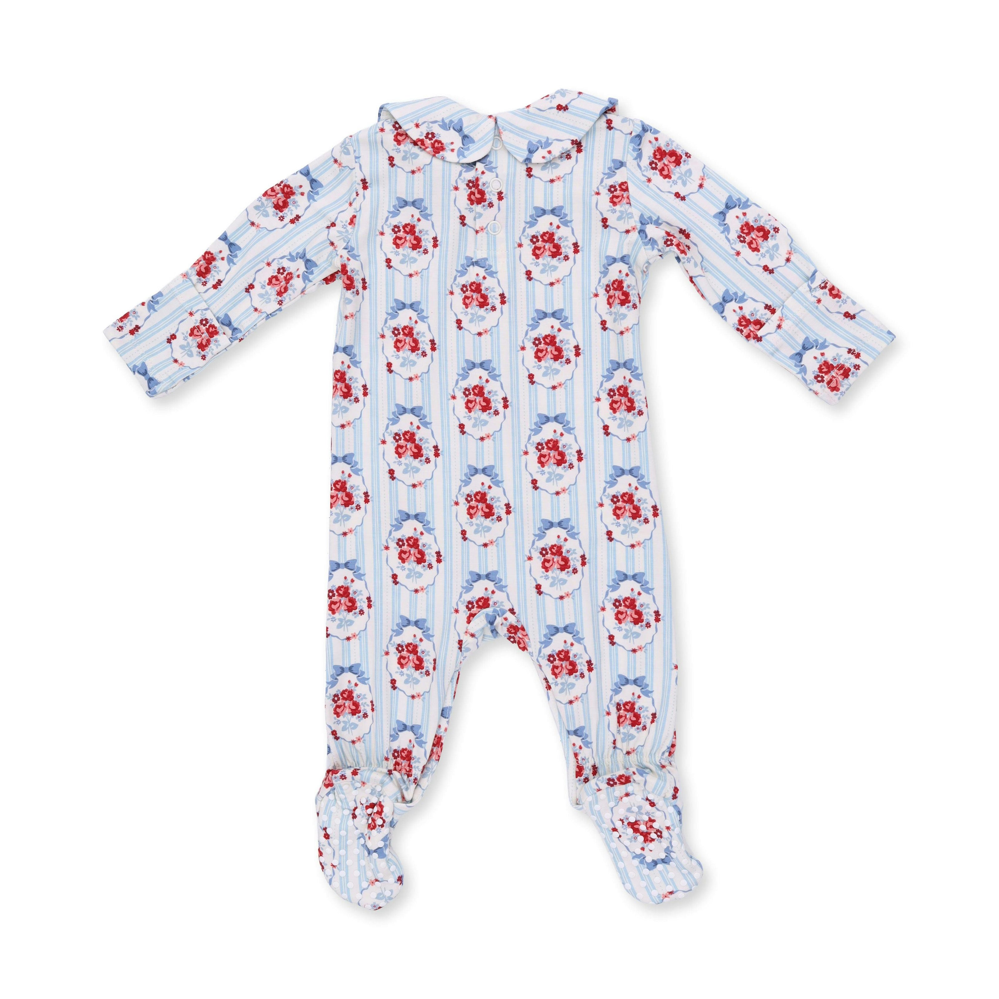 Beverly Cameo Stripe - Smocked Peter Pan Snap Footie