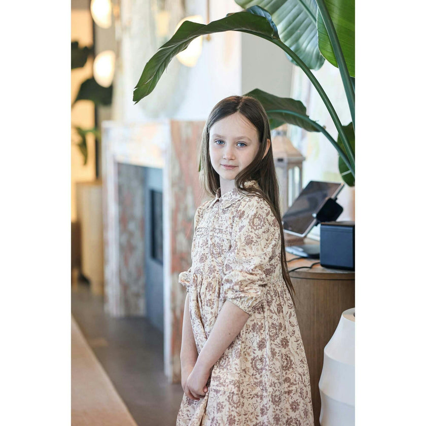 Pleated Garden 3/4 Sleeve Dress