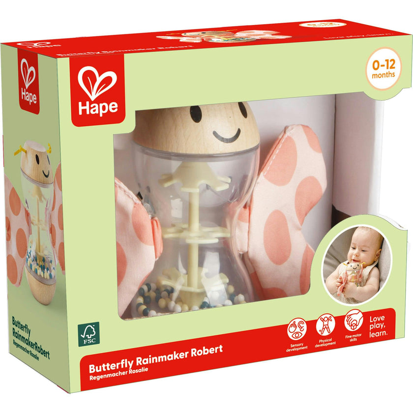 Hape: Rainmaker Robert - Soft Peach Colored Baby Teether