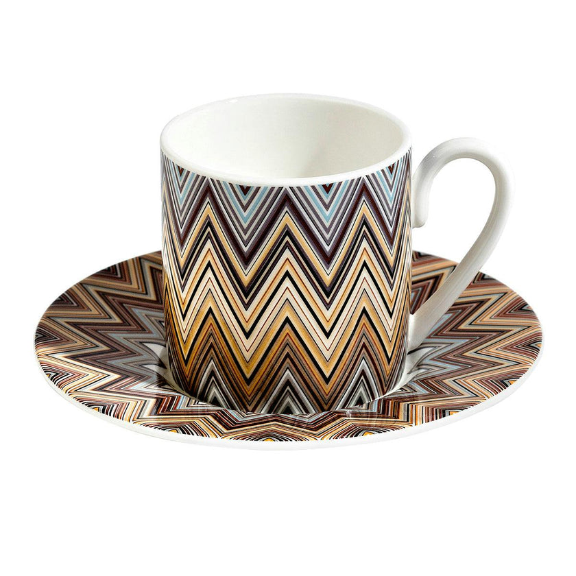 Coffee Cup & Saucer Zig Zag Set of 2 In Luxury Box Jarris 148 Diam. 2.3"
