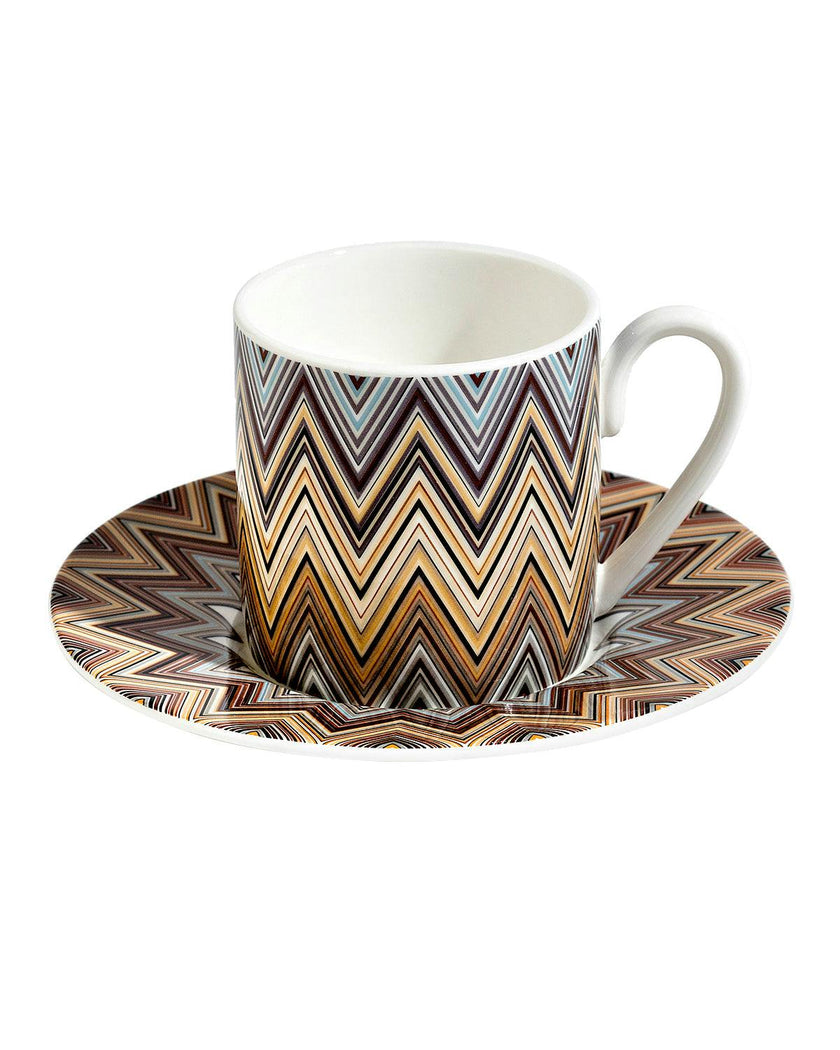 Coffee Cup & Saucer Zig Zag Set of 2 In Luxury Box Jarris 148 Diam. 2.3"