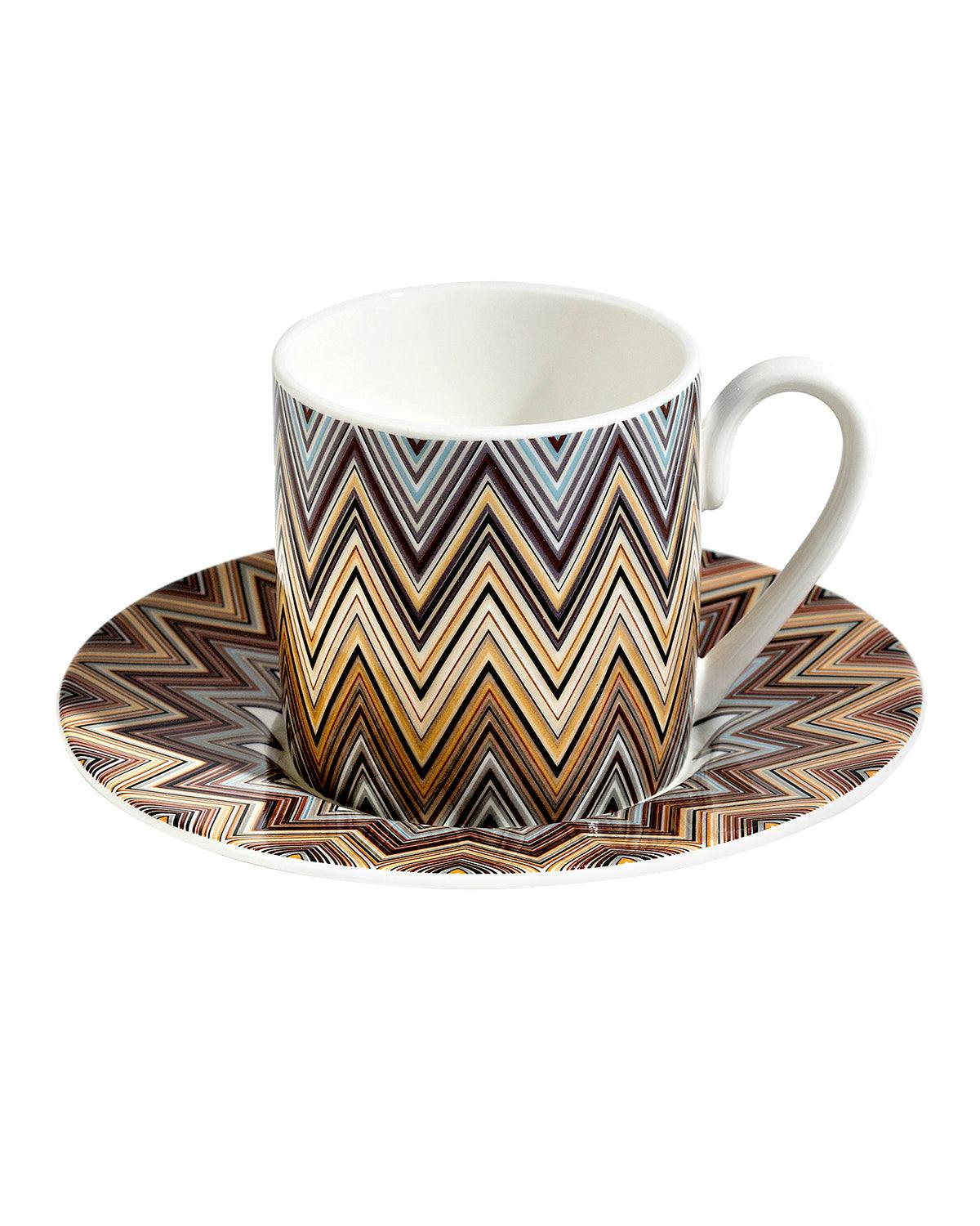 Coffee Cup & Saucer Zig Zag Set of 2 In Luxury Box Jarris 148 Diam. 2.3