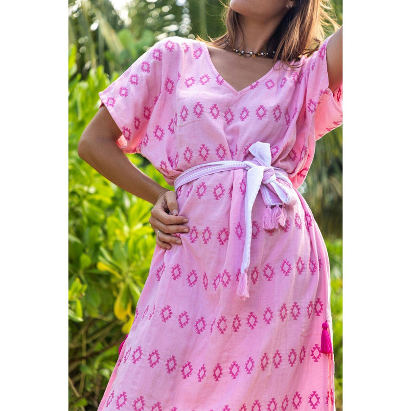 Embroidery Belt Pink Frangipani