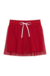 red pleated skort