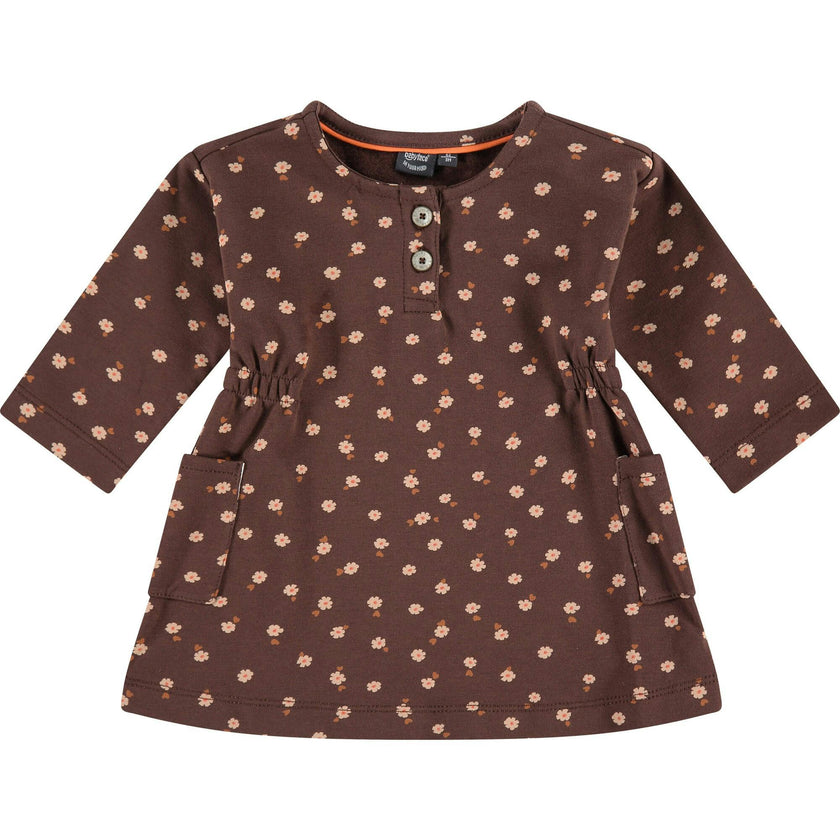 2-Buttoned Neck Long Sleeve A-Line Dress