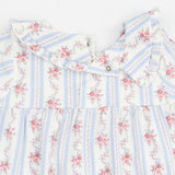 Anna Floral Stripe - Long Sleeve Peter Pan Ruffle Collar Dress and Bloomer