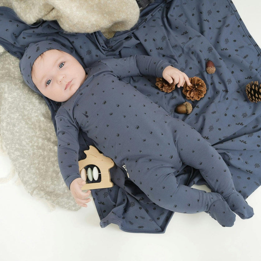 Acorn Print Long Sleeve Footie