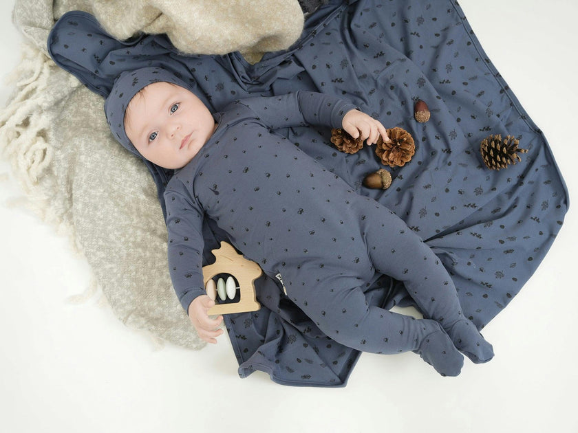 Acorn Print Long Sleeve Footie