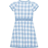 Organic Short Sleeve Button Front Sweater Dress, Blue