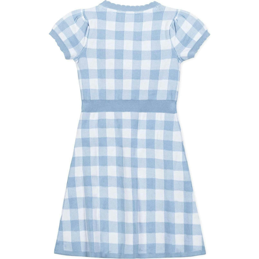 Organic Short Sleeve Button Front Sweater Dress, Blue
